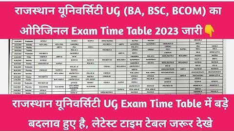 Rajasthan University UG Original Exam Time Table Kaise Download Kare 2023 || RU BA, BSC BCOM