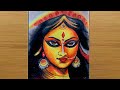 How to draw Devi Durga with Oil Pastel || Ma Durga drawing for beginners