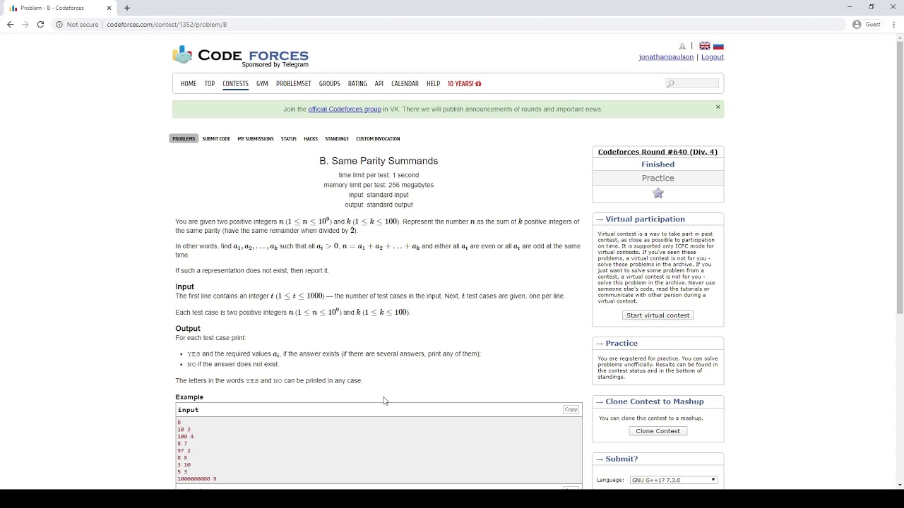 Codeforces Round 640 - B - YouTube