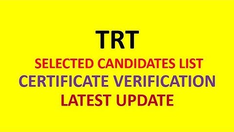 TSPSC TRT SELECTED CANDIDATES LIST | CERTIFICATE VERIFICATION