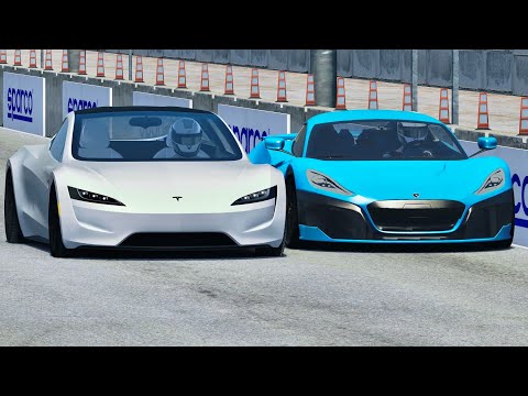 Rimac C Two 2020 vs Tesla Roaster – Drag Race 2 KM