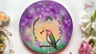 A Humming Bird on a Swing / Acrylic Painting Tutorial