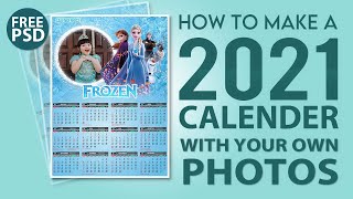 Desain Kalender 2021 Photoshop | Frozen Theme | Free PSD Download