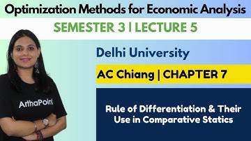 Optimization Methods for Economic Analysis | AC Chiang Ch 7 | BA Economics Major DU | Sem 3 | Lec 5
