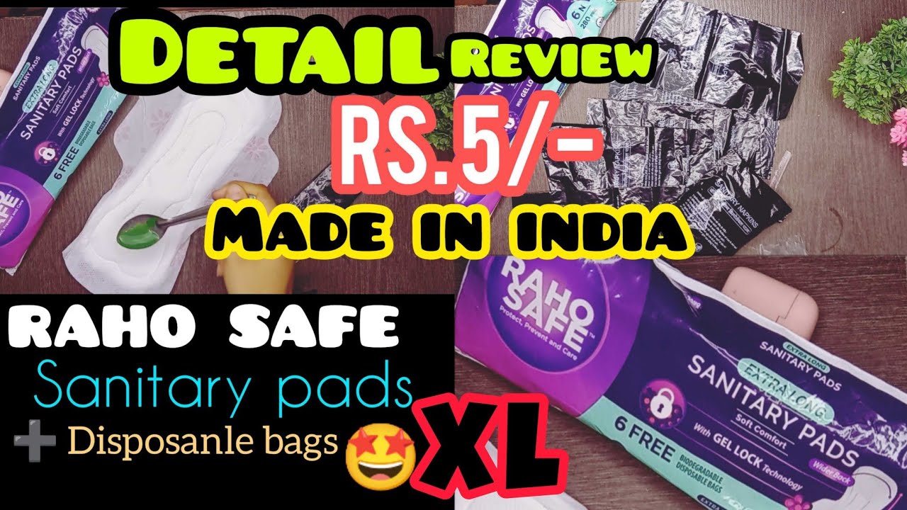 Raho safe**MADE IN INDIA🇮🇳 Sanitary pad+Disposnal bag🎁 Xtra large XLreview||DETAIL REVIEW