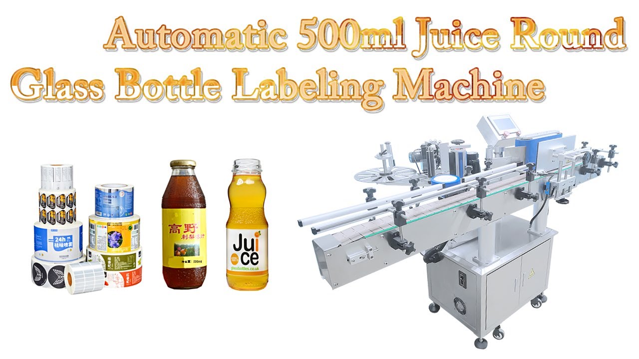 Automatic 500ml Juice Round Glass Bottle Labeling Machine
