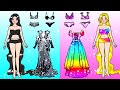 DIY Paper Doll| Black Barbie VS Rainbow Barbie Dress Up Party Contest Extreme Makeover| Dolls Beauty