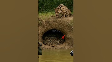 Wild Encounter: Leopard vs Giant Python at the River Bank! 🐆🐍