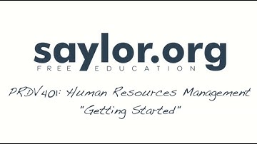 Getting Started: Human Resources Management- Professional Development 401