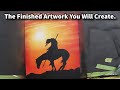 How to airbrush a sunset and Indian on horse silhouette step by step