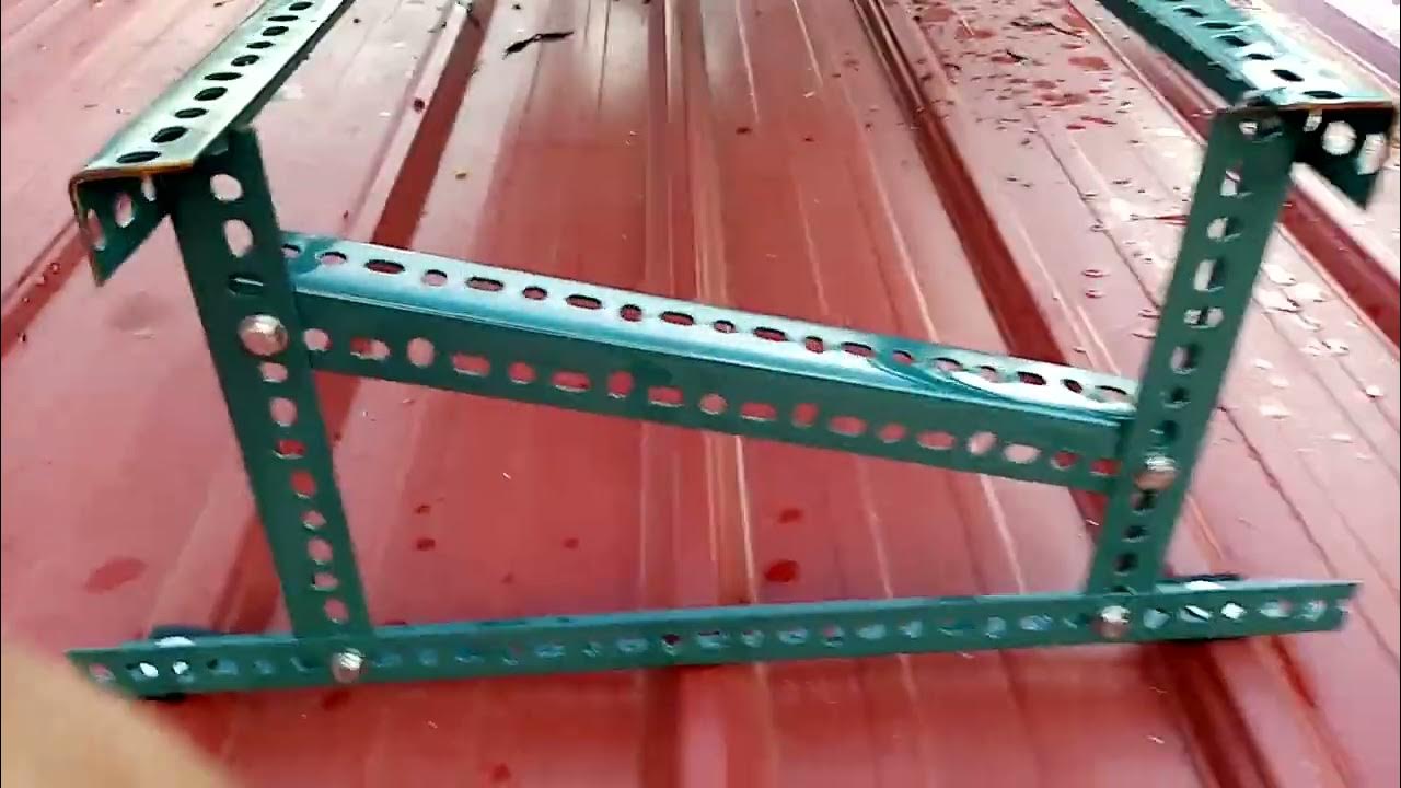 solar panel bracket, easy to install, using perforated angle bar. YouTube