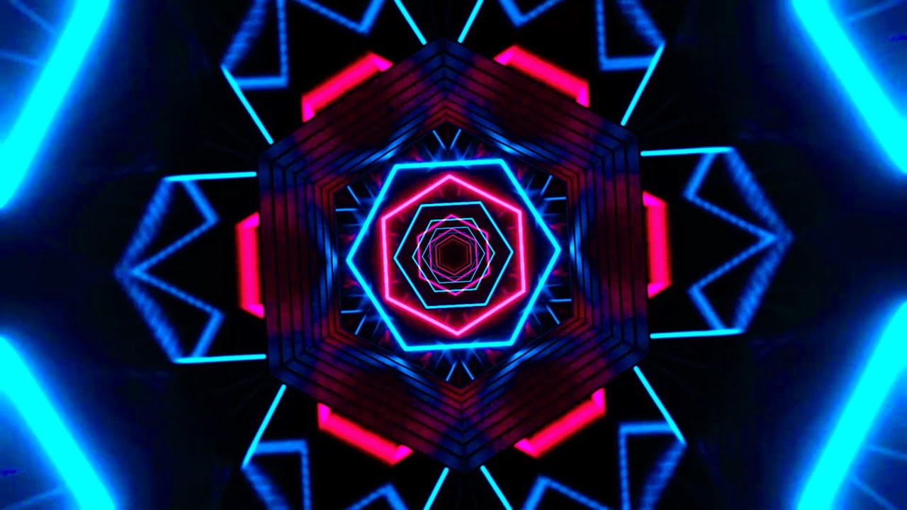 🎧 PRISMAWERK 4K – Blauer & Rosa Neon-Hexagon-Tunnel im Hypnotischen Loop (Ohne Audio)