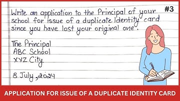 Write an application to your principal for issue of a duplicate identity card in English