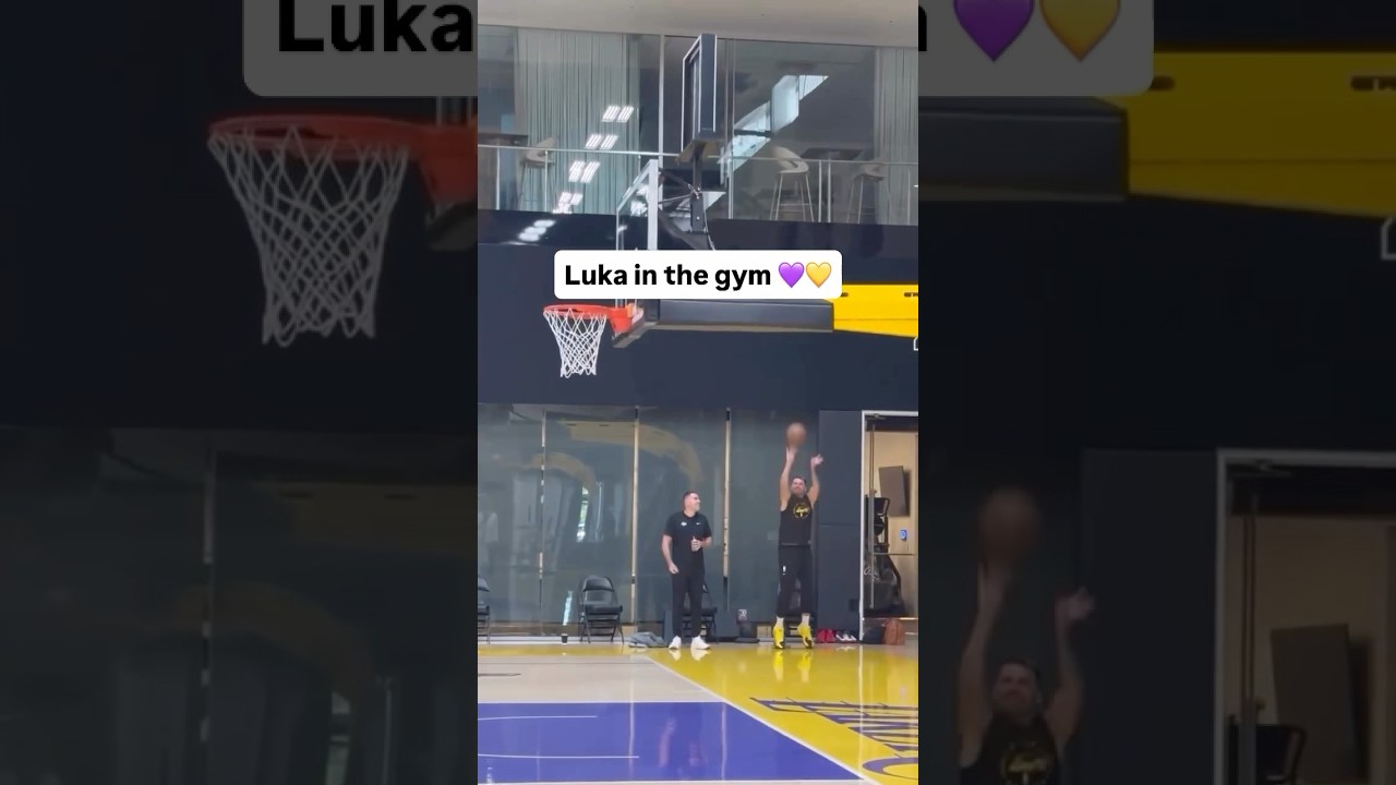 Luka Doncic practicing trick shot in Lakers practice facility! 