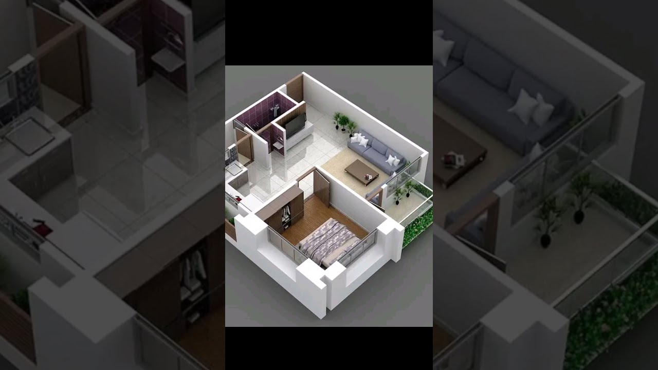 one bedroom apartment design idea / one family unit apartment idea #shorts