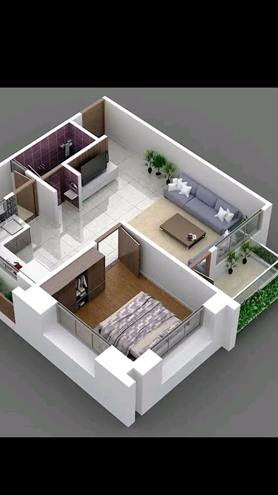 ide desain apartemen satu kamar tidur / ide apartemen satu unit keluarga #shorts