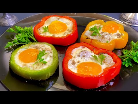 Legen Sie einfach ein Ei in eine Paprika und Sie werden staunen! Frhstcksrezept in 5 Minuten!