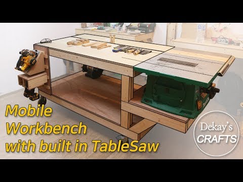 diy mobile workbench with built in tablesaw