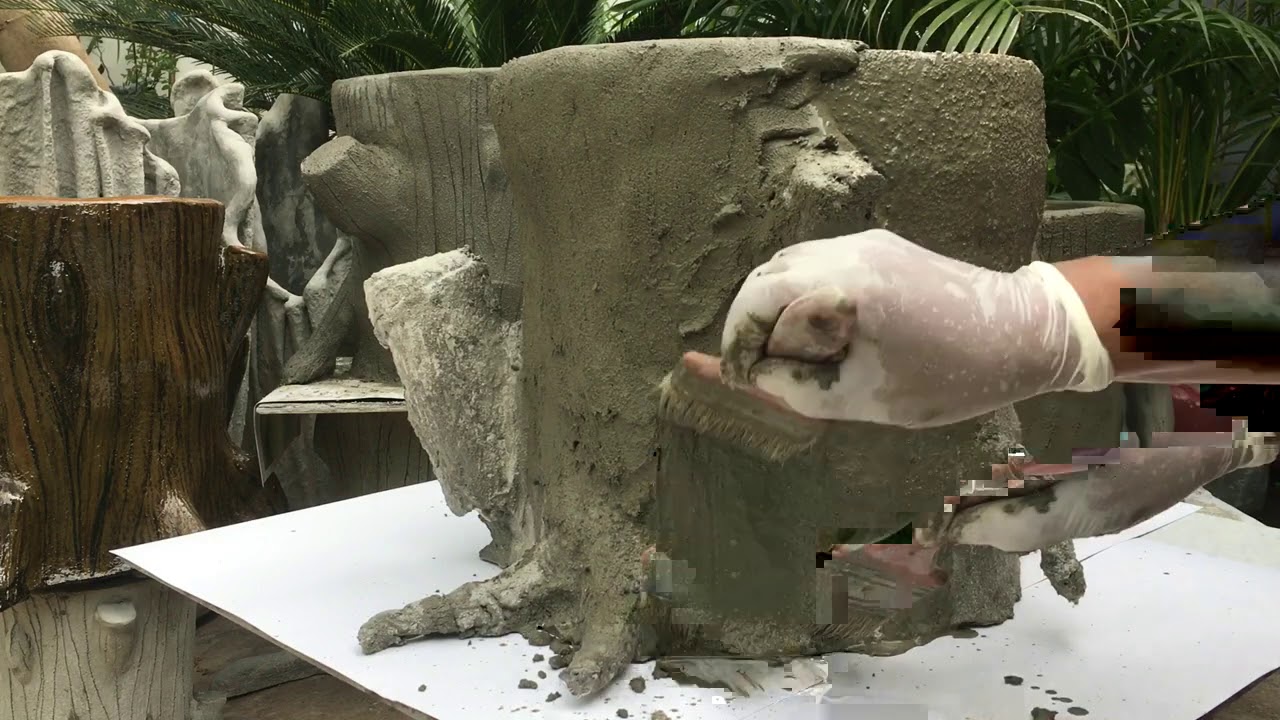 Tronco feito com um balde de tinta e cimento ❤️❤️❤️❤️