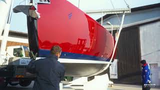 Colourful Pegasus 50 yacht #6 is out of our shipyard #boatlaunch #pegasus50 #pegasusyachts