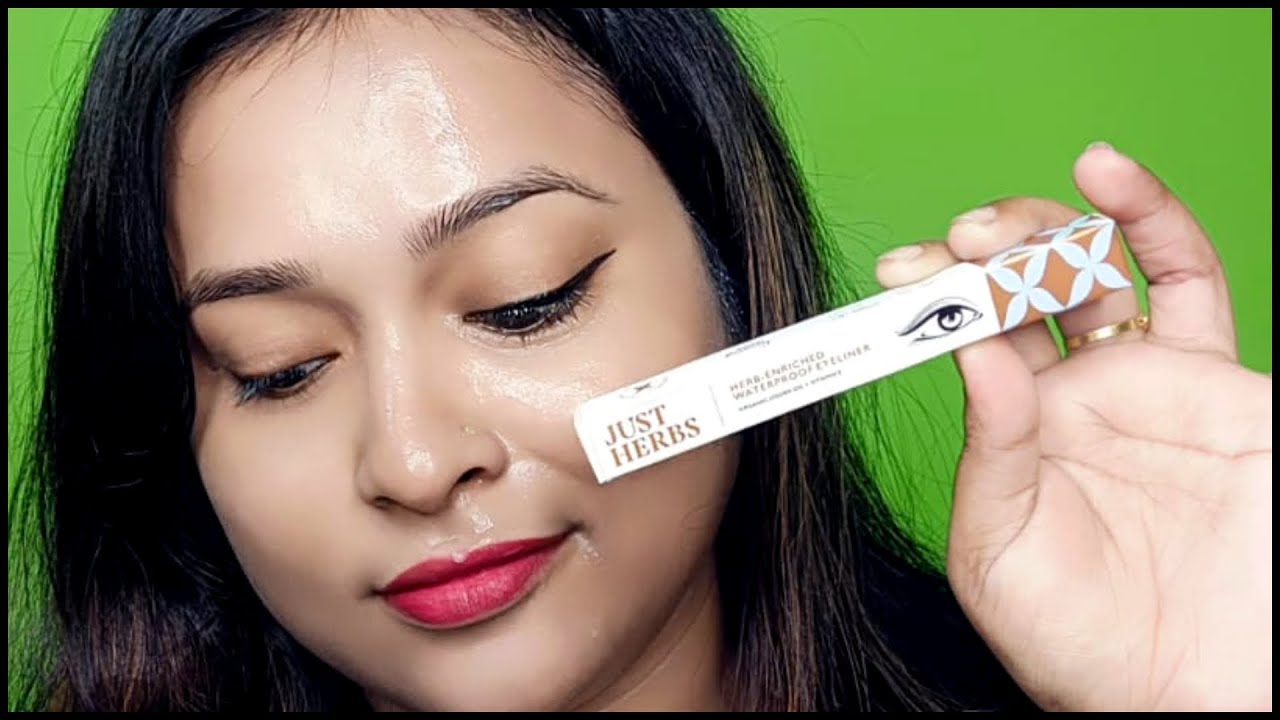 just herbs eyeliner /100 waterproof and smudgeproof with proof test