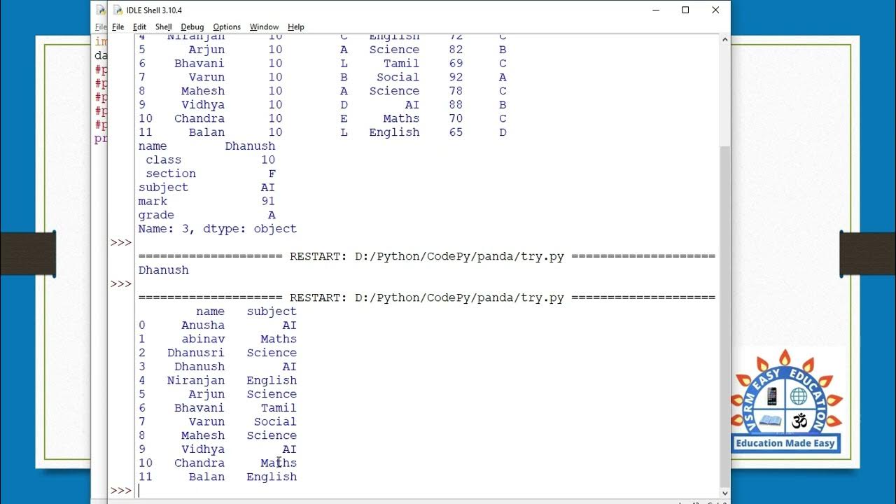 Pandas dataframe methods part2 in python programming in tamil youtube