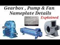 Gearbox Pump And Fan Nameplate Detail in Hindi