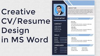 Creative CV/Resume Design tutorial in MS Word