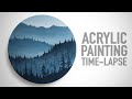 Foggy Forest Acrylic Painting Time-lapse - Landscape Round Canvas 5 of 5