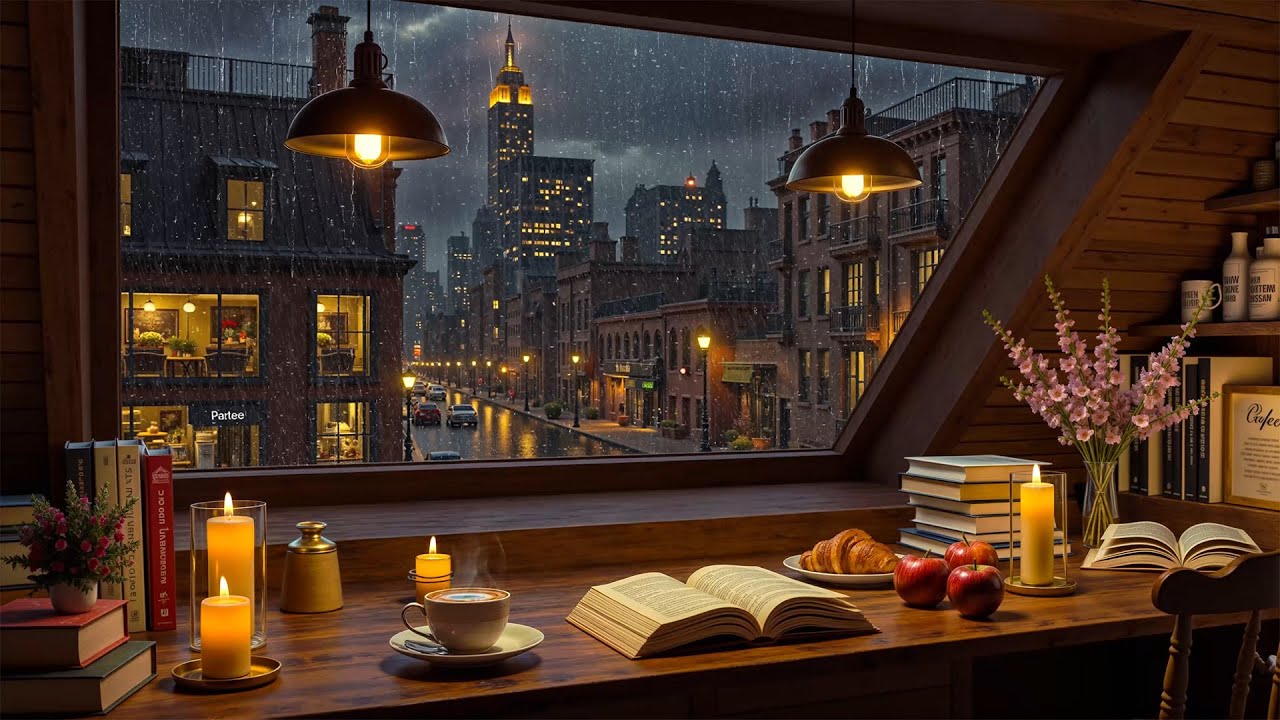 Warm Jazz Piano by the Rainy City Window ☕ Smooth Jazz Music for Work & Study