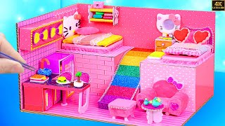 Make Hello Kitty House with My Melody Bedroom, Rainbow Slide from Cardboard ❤️ Miniature House DIY