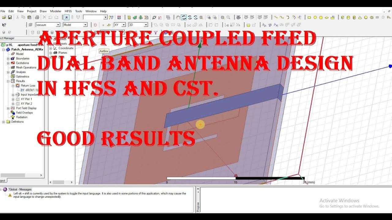 Aperture coupled feed in hfss Microstrip slot Antenna feeding