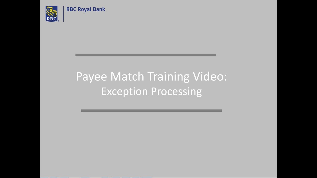 Payee Match Exception Processing YouTube