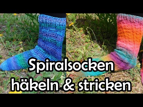 Socken ohne Ferse - Spiralsocken häkeln & stricken