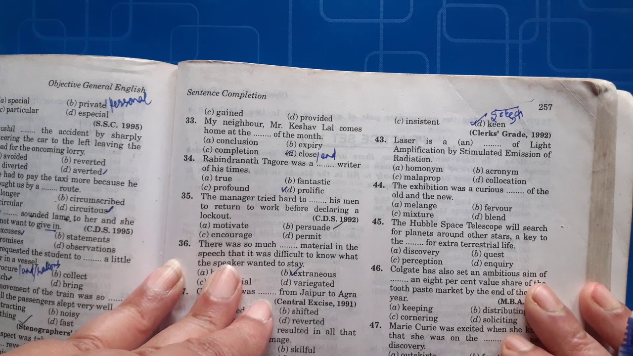 Sentence Completion 3 - YouTube