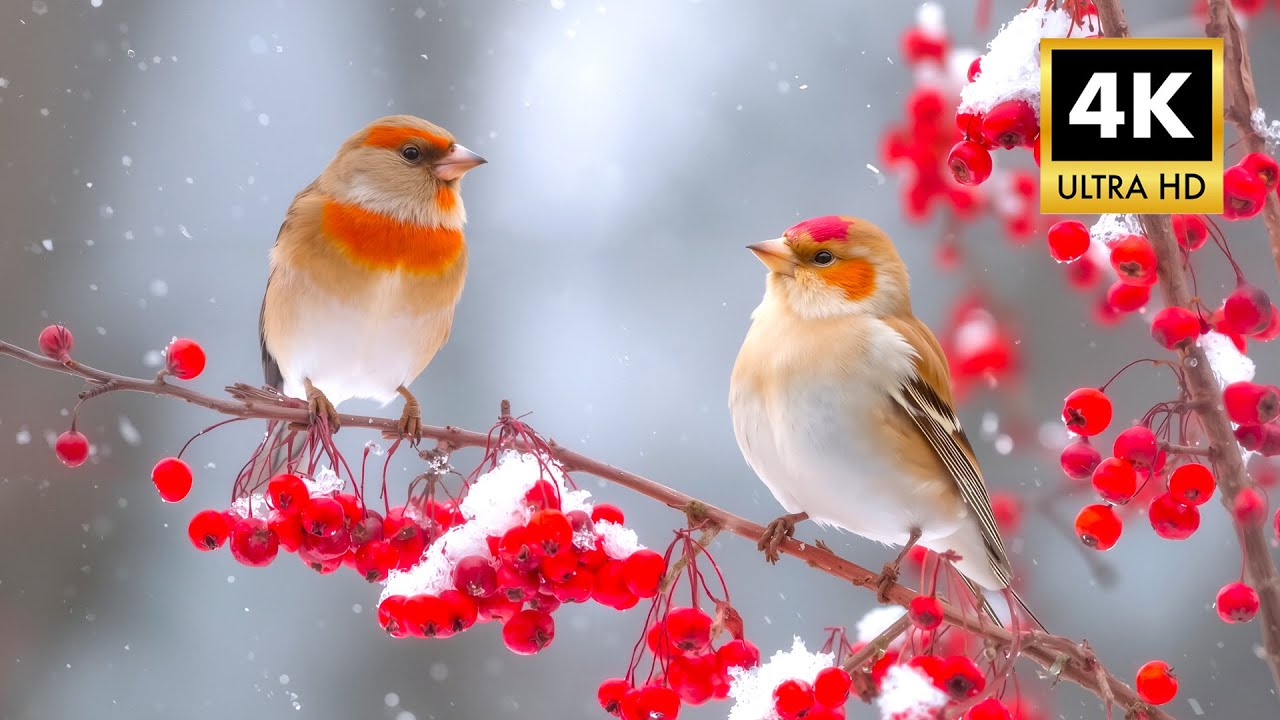 Quiet Snowy Birds Soudns & Gentle Jazz ❄️ Peaceful Music & Nature Ambience for Work & Study