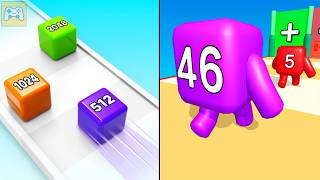 2048 Cube Runner vs Level Up Numbers ✦ ASMR Gameplay Android iOS • 2048 Number Merge Race Games
