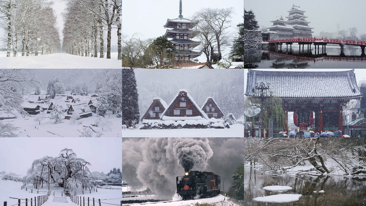 4K] 日本の冬景色(01) - 癒やしの雪模様 Snow Healing in JAPAN(01) - YouTube