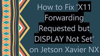 How to Fix 'X11 Forwarding Requested but DISPLAY Not Set' on Jetson Xavier NX Wealth