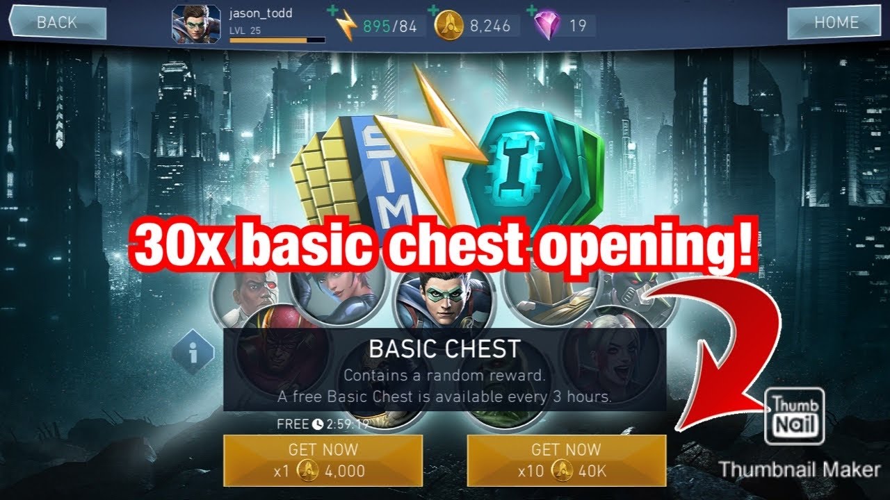 30x basic chest!!!!! Injustice 2 mobile chest opening YouTube