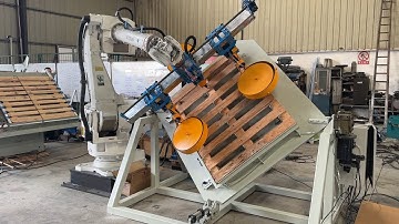 Wooden Pallet Nailing Machine With Robotic Arm Nailer With Flipping the Tray Fixture Function