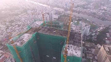 Flycam tiến độ THE GOLD VIEW tháp A sắp cất nóc vào 21 5 2017