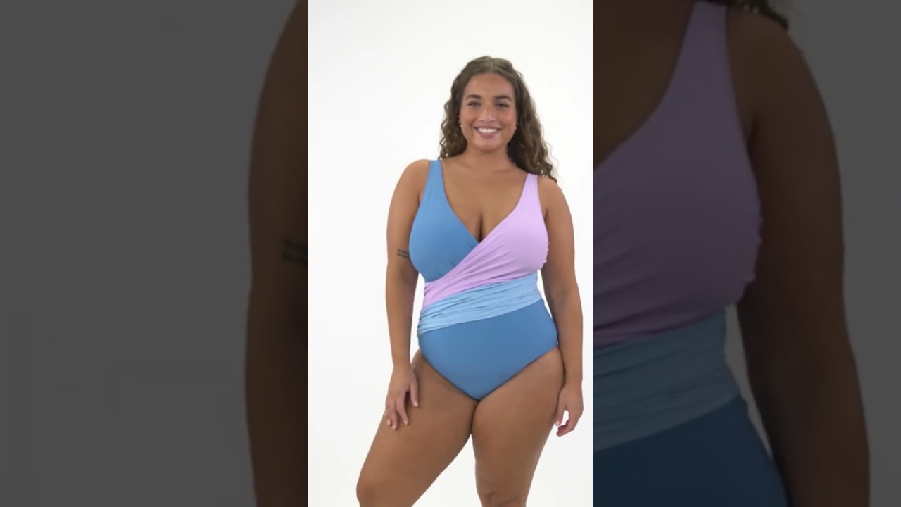 Sporti Plus Size Starlet Colorblock Tummy Control Wrap One Piece Swimsuit | SwimOutlet.com