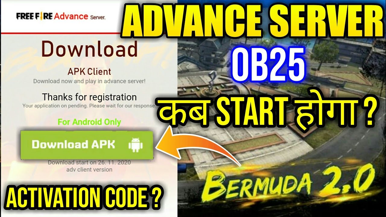 Free Fire Ob25 Advance Server Activation Code How To Download Ff Advance Server Youtube