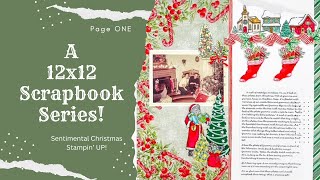 Stampin UP! Sentimental Christmas Scrapbook Layout!