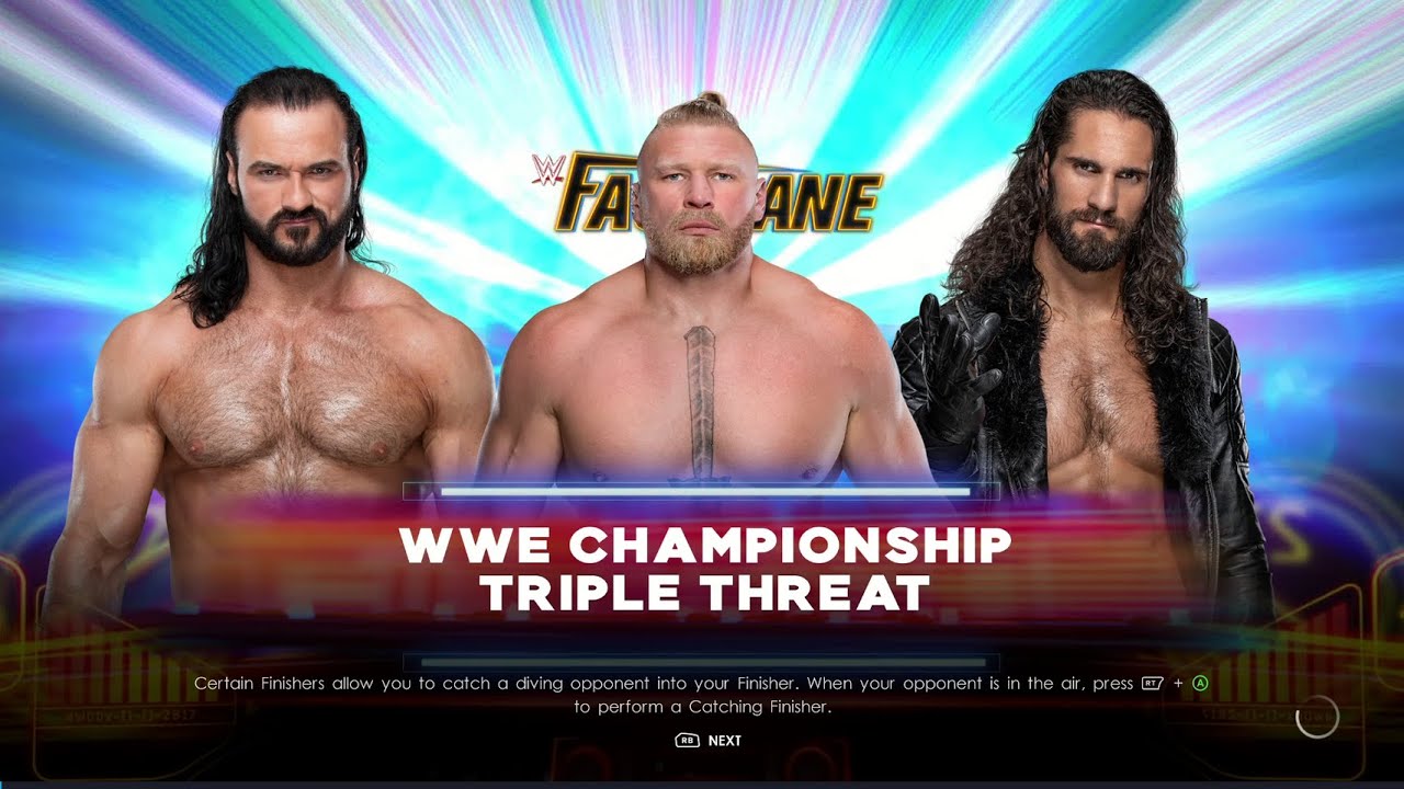 WWE 2K22 Brock Lesnar vs. Drew Mcintyre vs Seth Rollins
