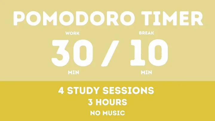 30 / 10  Pomodoro Timer - 3 hours study || No music - Study for dreams - Deep focus - Study timer