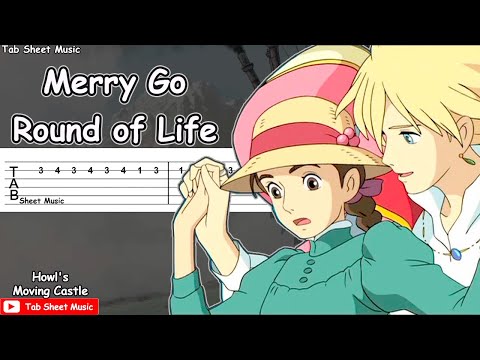 Howl's Moving Castle - Merry Go Round of Life Guitar Tutorial | TAB