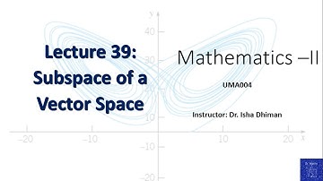 Lecture 39 Subspace of a vector space