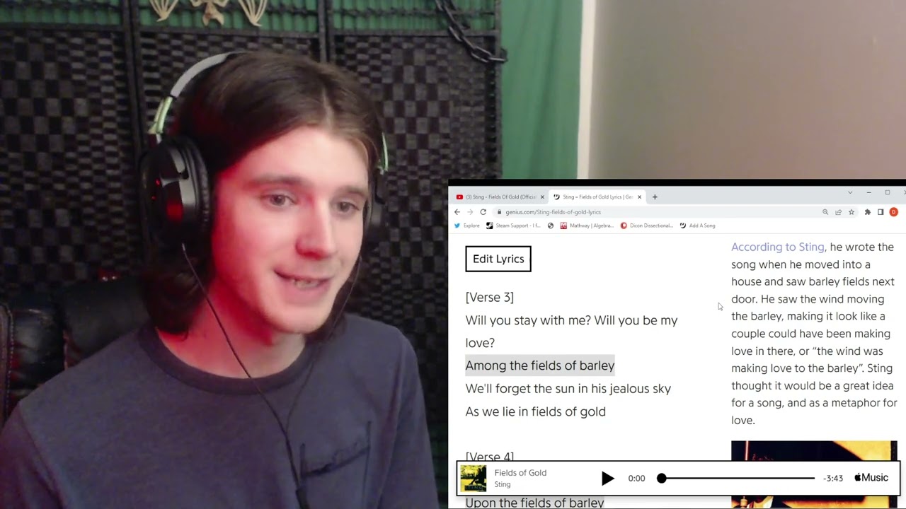 First listen to Sting - Fields of Gold (REACTION)
